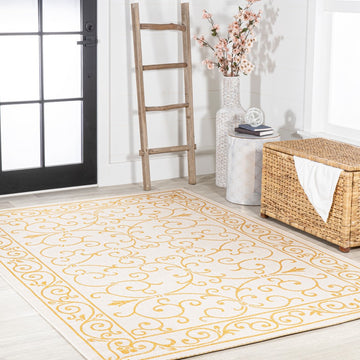 Charleston Vintage Filigree Textured Weave Indoor/outdoor Area Rug